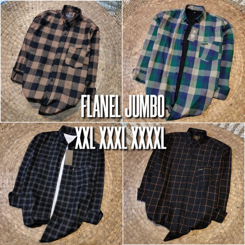XXL XXXL XXXXL kemeja flanel pria wanita unisex flanel import lengan panjang