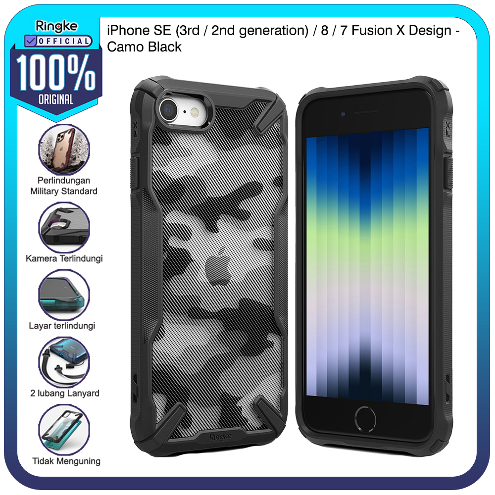 Ringke iPhone SE 3/ 2 / 8 / 7 Fusion X Camo Black Softcase Anti Crack