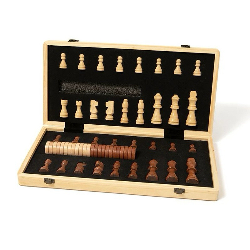 Catur Kayu Chess Magnet Premium | Wooden Chess Checkers Set