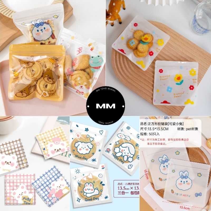 50pcs plastik cookies klip PREMIUM p cookies ziplock plastik roti permen plastik klip kue kering