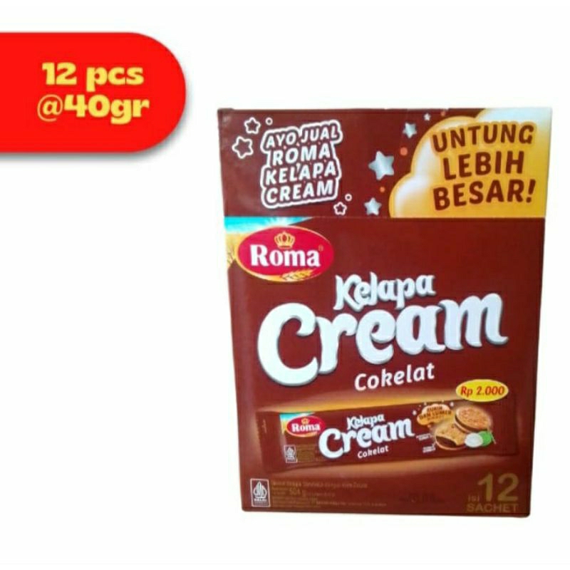

Roma kelapa cream cokelat 1 box isi 12 bungkus @41g