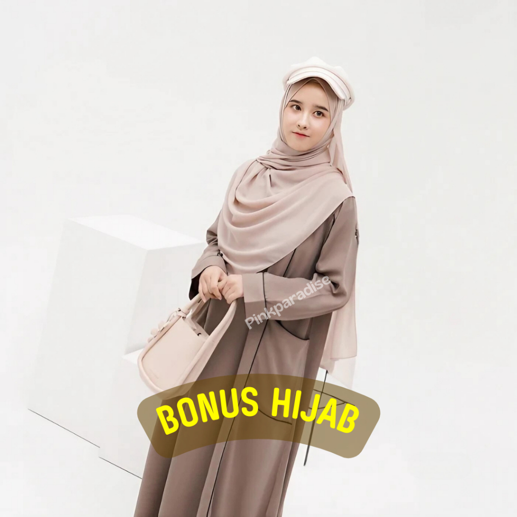 Pinkparadise - Gamis Terbaru 2024 Lebaran Wanita Pesta Mewah Elegan Dress Abaya Hitam Remaja Kekinia