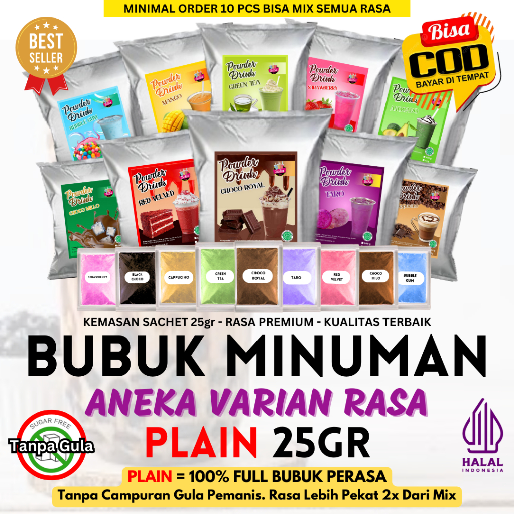 Foto Bubuk Minuman Rasa PLAIN 25gr Serbuk Minuman Kekinian