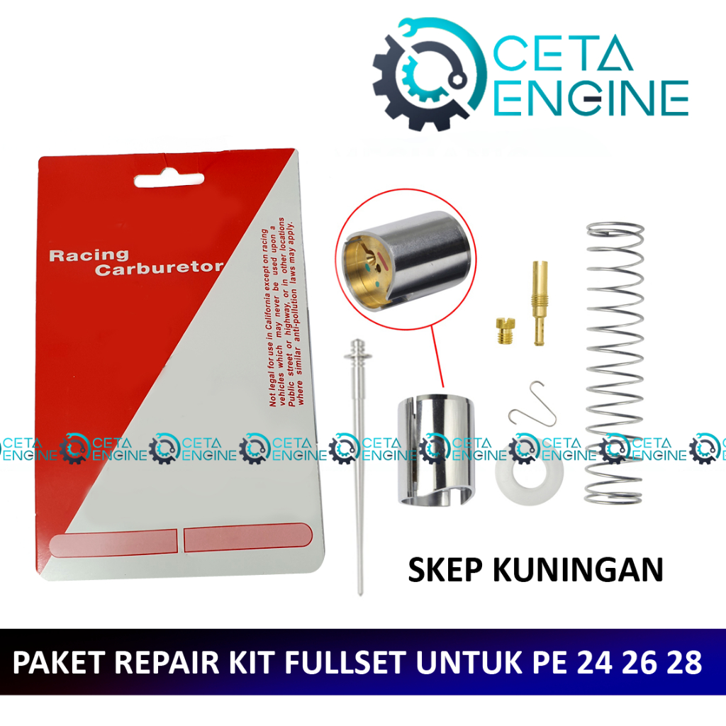 [ BISA COD ] PAKET FULLSET SKEP KARBURATOR PE 24 26 28 30 KUNINGAN COPPER TEFLON SKEP HITAM PISTON K