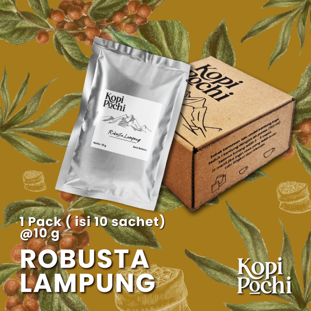 

Kopi Robusta Lampung 1 Pack 10 Sachet x 10 gram by Kopi Pochi