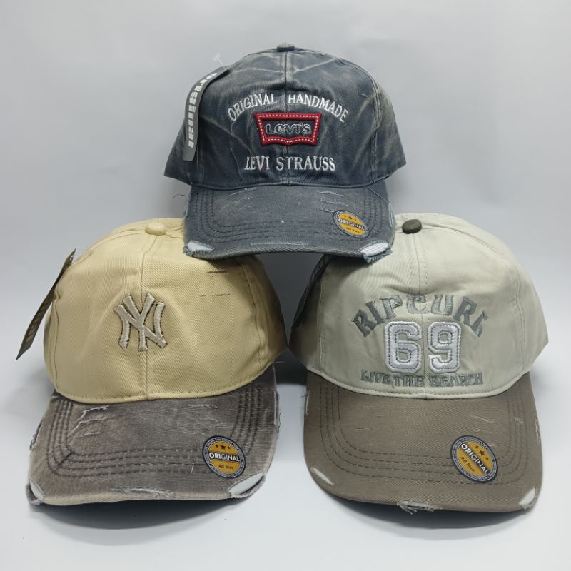 Topi baseball Topi washed Topi ripped Topi denim sobek Topi premium Ripped hat Topi New york Topi Ne