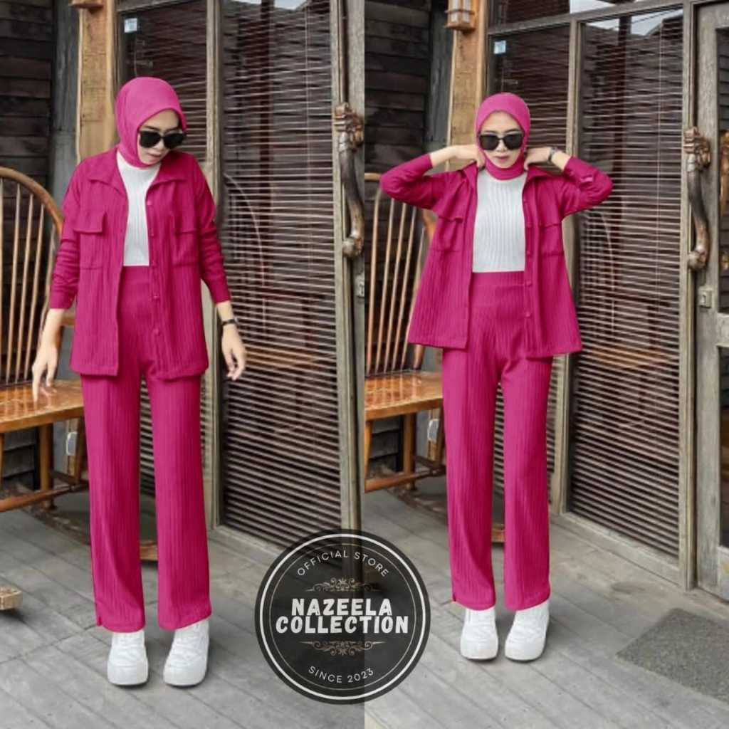 Set Karina Premium Knit (Cardi+Pants) / Setelan Baju Wanita Kekinian Crop dan Celana Kulot Premium /