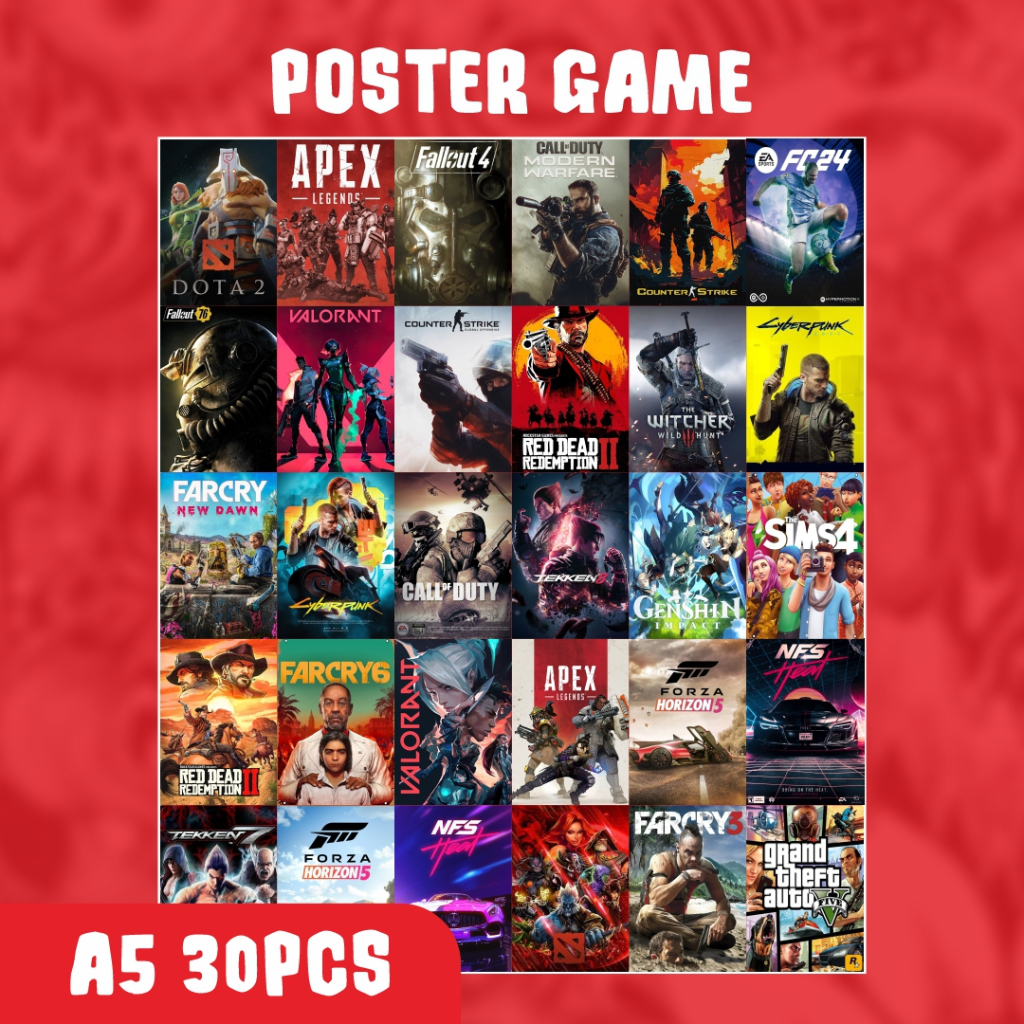 Poster dinding aesthetic - tema game isi 30pcs