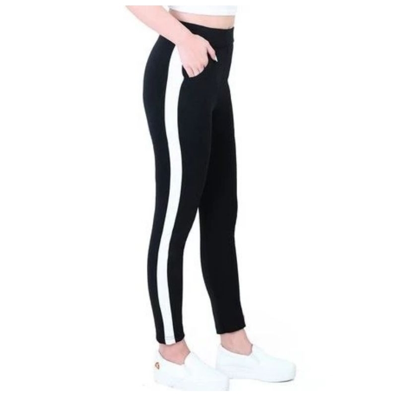 CELANA PANJANG HITAM SCUBA PANTS LIST PUTIH SIDE STIRIPE PANTS SIDE LIST