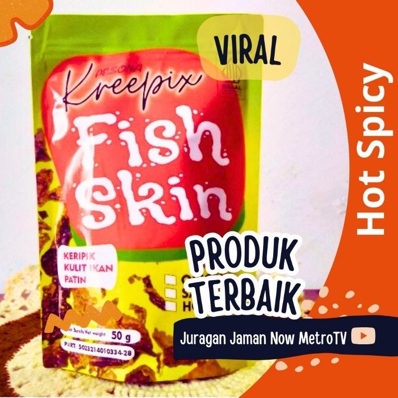 

TERLARIS!!! HOT SPICY FISH SKIN / KERIPIK KULIT IKAN DORI / KERUPUK KULIT IKAN DORI/PATIN PILIHAN CEMILAN SEHAT TANPA MSG 50 GRAM