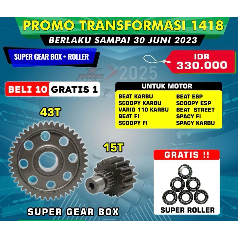 SUPER GEAR BOX /GEAR RASIO BRT BEAT U43T-15T