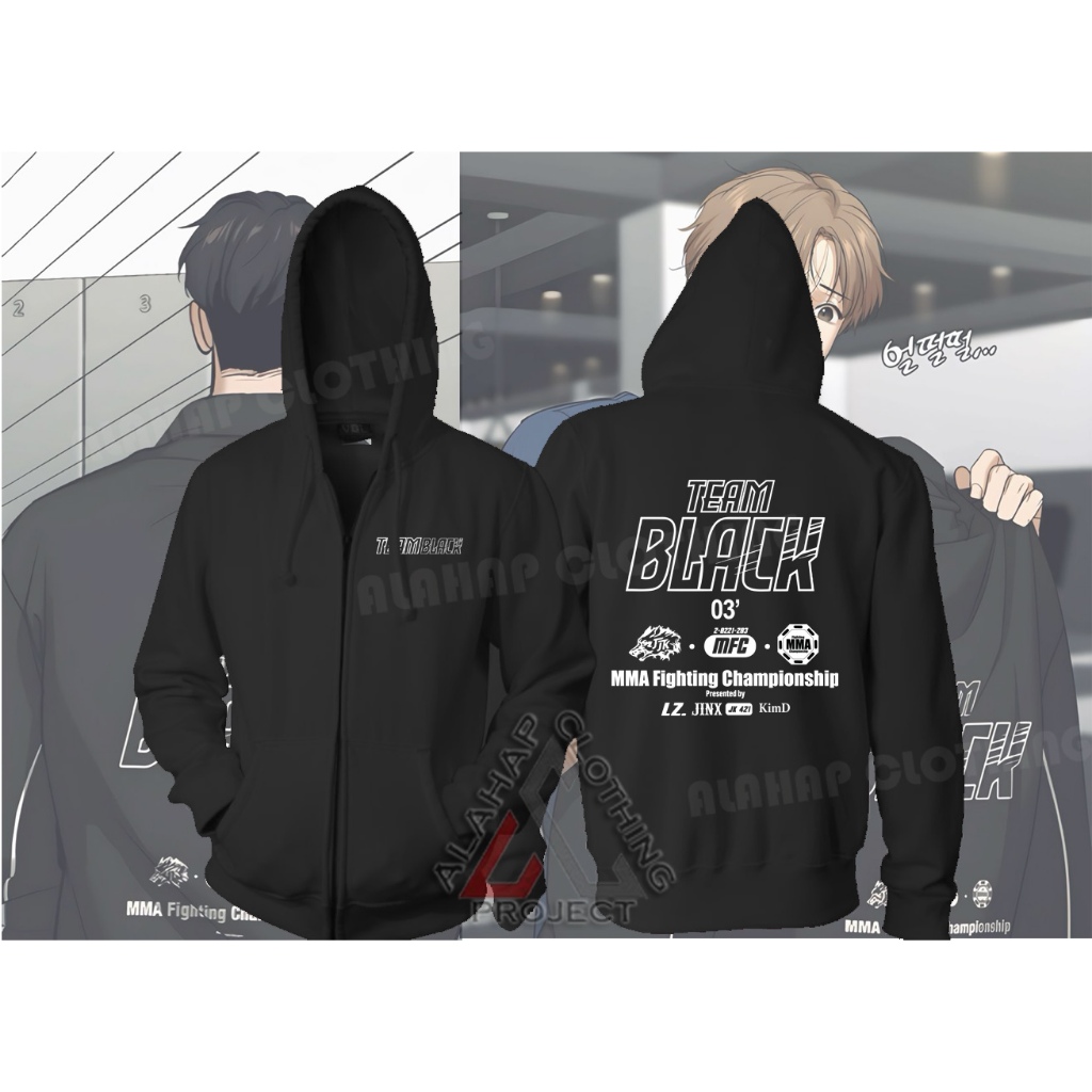 JAKET ZIPPER JINX TEAM BLACK HOODIE ZIPPER Outfit Manhwa Jaket Jaekyung TEAM BLACK JINX ORIGINAL