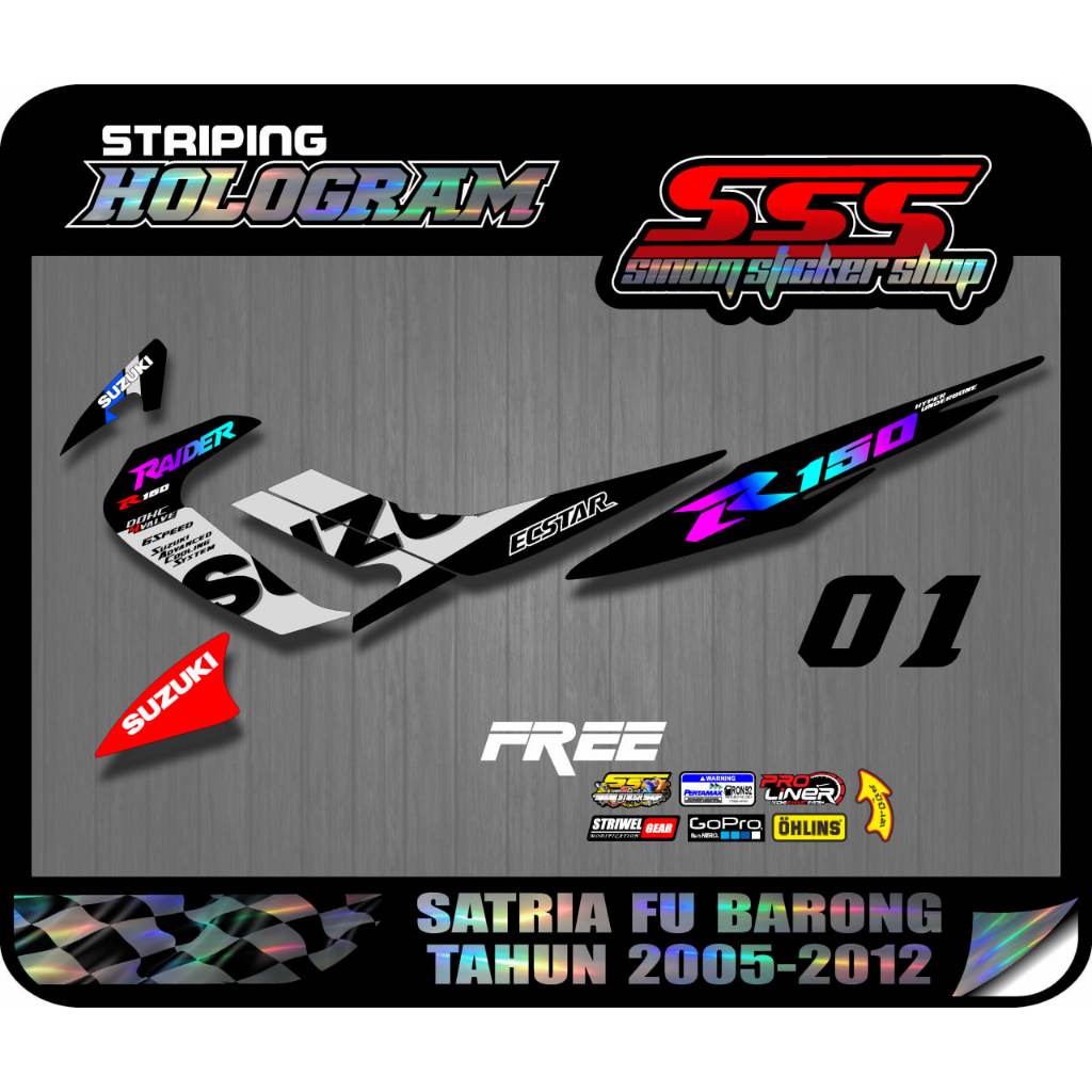 Stiker Striping Hologram Suzuki Satria FU Barong Raider R150 Tahun 2005-2012