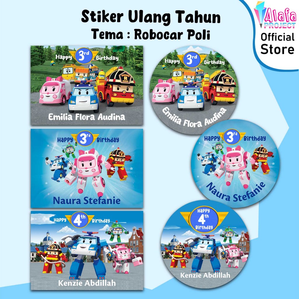 

alafaproject Stiker Ulang Tahun Birthday Robocar Poli