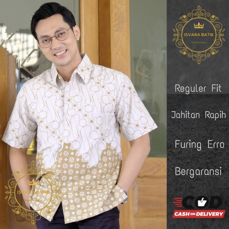 Hem batik pria warna mocca kemeja batik lengan panjang MOCCA TRUNTUM batik pria lengan pendek terbar