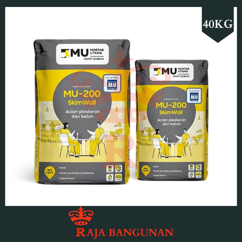 Mortar Utama Semen MU 200 Skim Wall Acian Plasteran dan Beton Termurah INSTAN ONLY 40Kg
