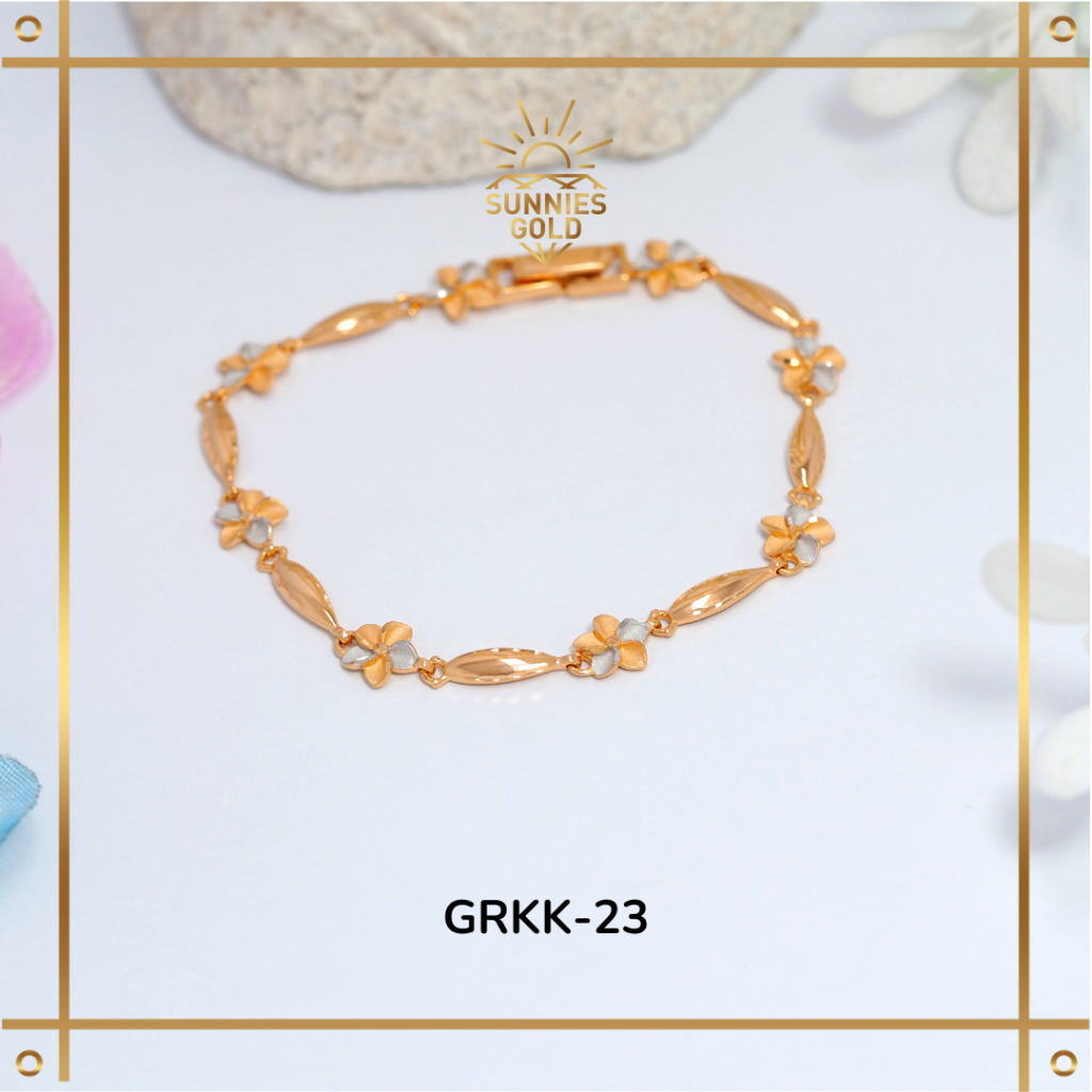 GELANG RANTAI DEWASA EMAS ASLI KADAR 375 (8K) GELANG FLOWER SIMPLE, GK 23