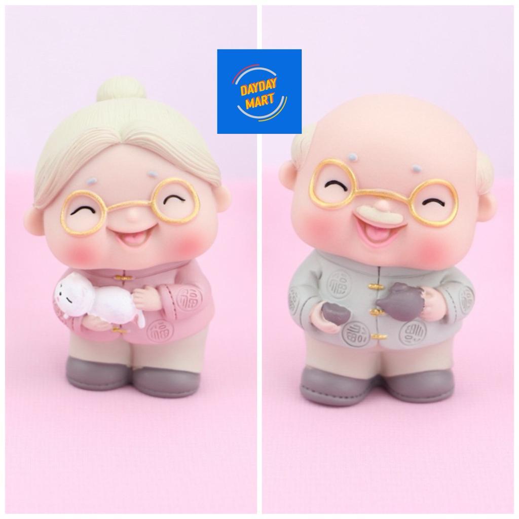 Topper Hiasan Kue Kakek Nenek/ Nenek Kakek/ Topper Kue Ulang Tahun / Topper Cake Ulang Tahun bahan P