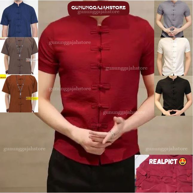 READY BANYAK  Baju Koko Pria Lengan Pendek KOKO CHEONGSAM IPMAN ARS 17048-17056 IMLEK atasan dewasa 