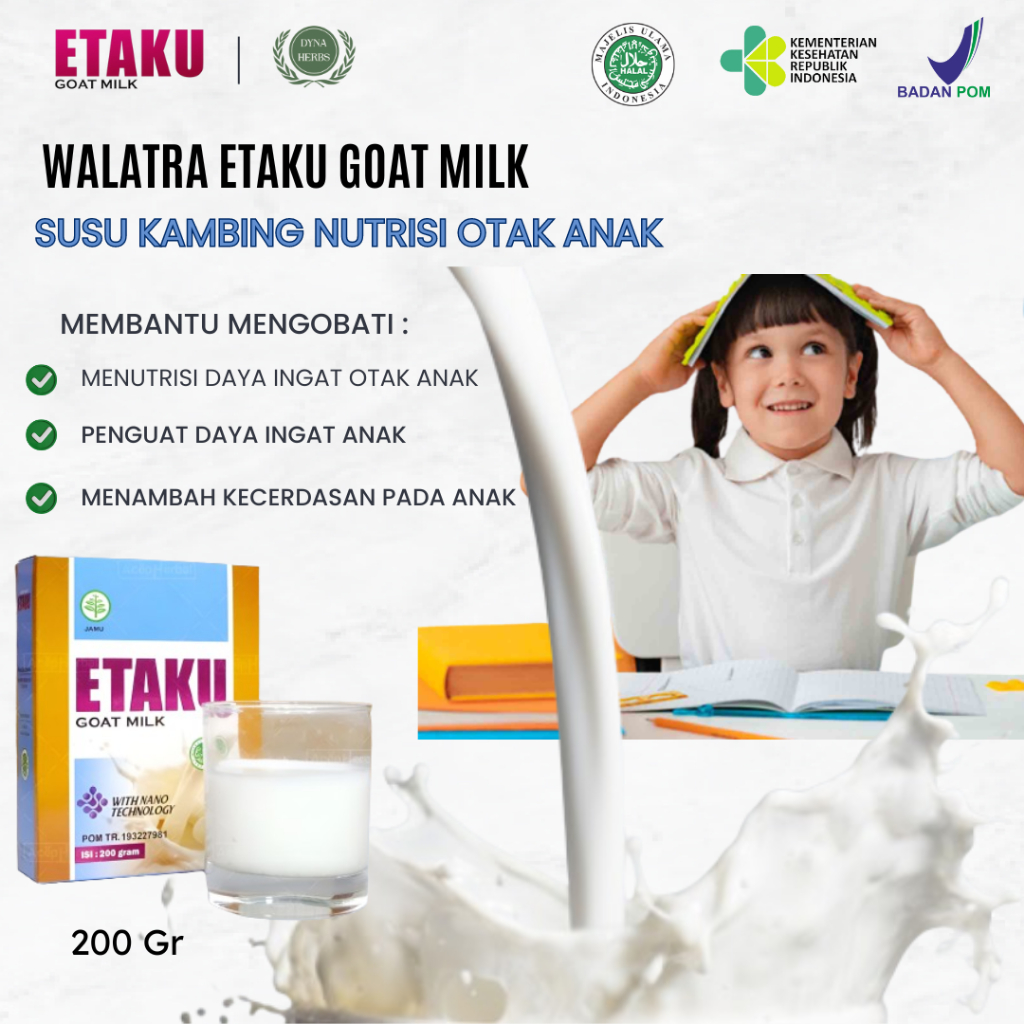 

Etaku Susu Vitamin Kecerdasan Otak, Susu Penambah Daya Ingat, Mencerdaskan Otak Anak, Nutrisi Otak Anak Cerdas, Konsentrasi Fokus Otak Anak Pintar Dengan Susu Etaku
