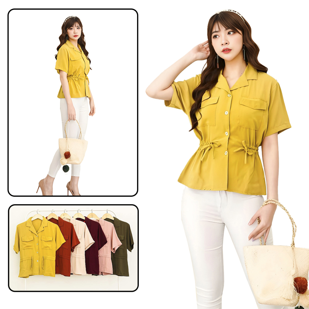 Atasan Blus Wanita Model Casual Bahan Silk Import