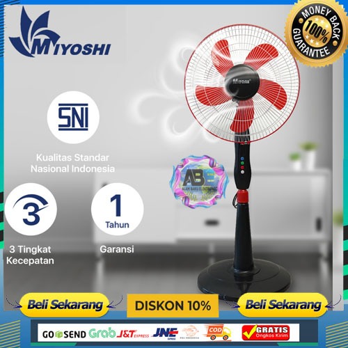 STANDFAN 16 inchi / KIPAS ANGIN BERDIRI ANGIN KENCANG / KIPAS ANGIN MIYOSHI /SNI /KIPAS 2 WARNA PROM