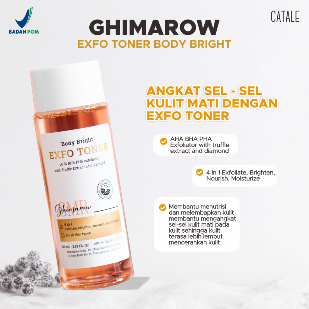 GHIMAROW Body Bright Exfo Toner | 100mL AHA BHA PHA Exfoliator with Truffle Extract and Diamond Tone