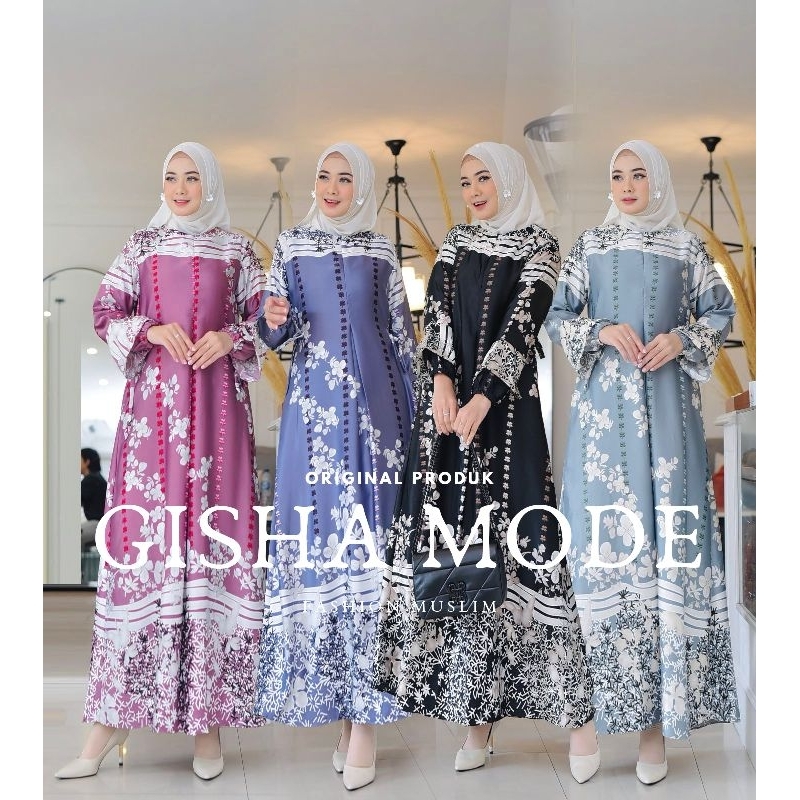 GAMIS TERATAI LENGAN BALON  SILK PREMIUM Motif Ready Jumbo LD 110 LD 120 Sampai LD 130cm Dress musli