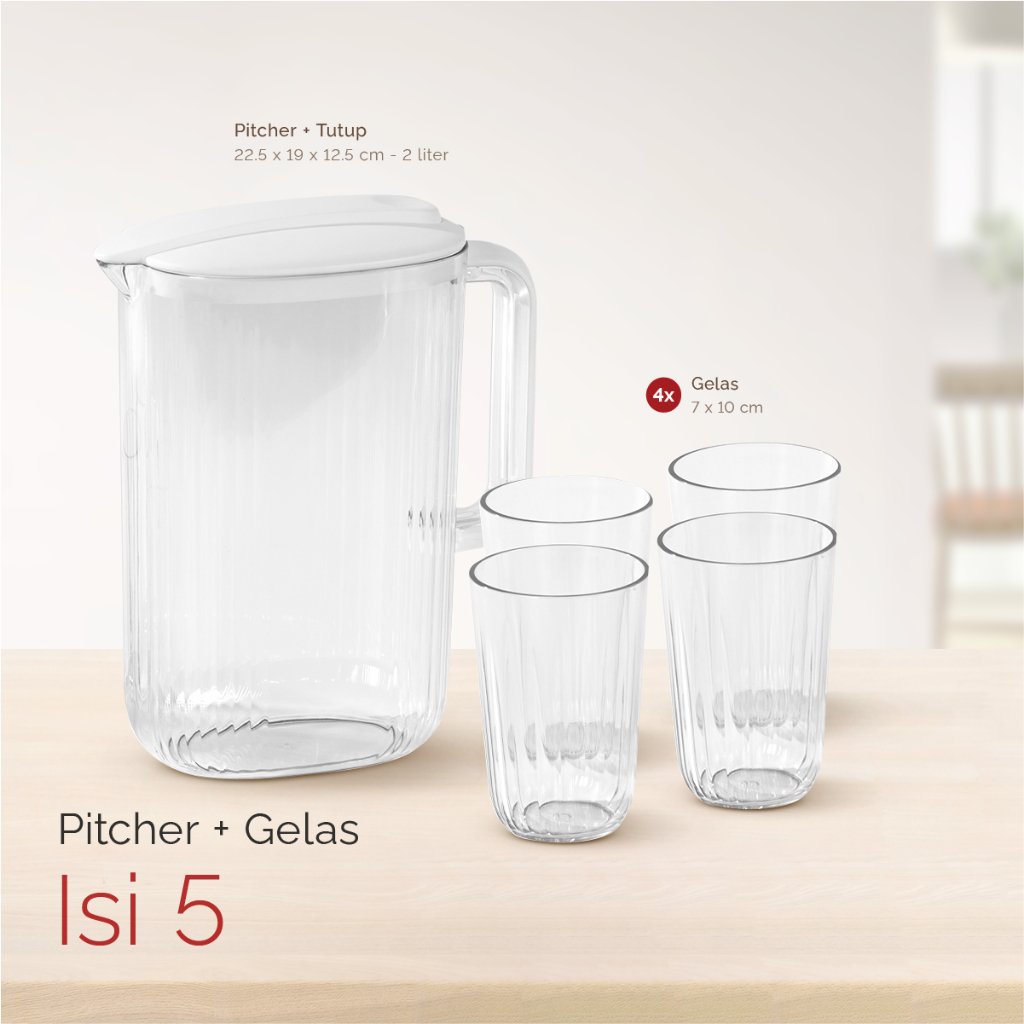 Cypruz Set Pitcher Plastik + Gelas 4 pcs / Premium Set Pitcher