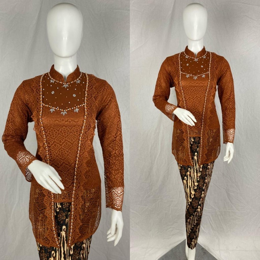 Kebaya tunik/kebaya tunik brukat/kebaya kutubaru/kebaya malika - Teracotta