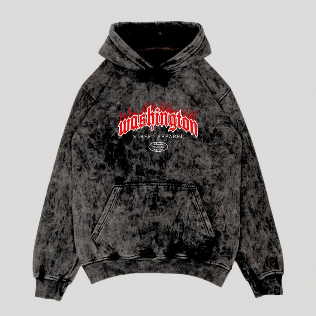 Washed Hoodie Sandwash Black Washington