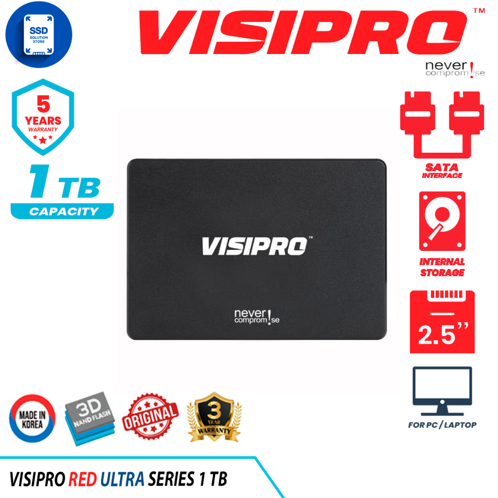 Visipro Red SSD 1TB - Ultra Series - Made In Korea - Garansi 5 Tahun