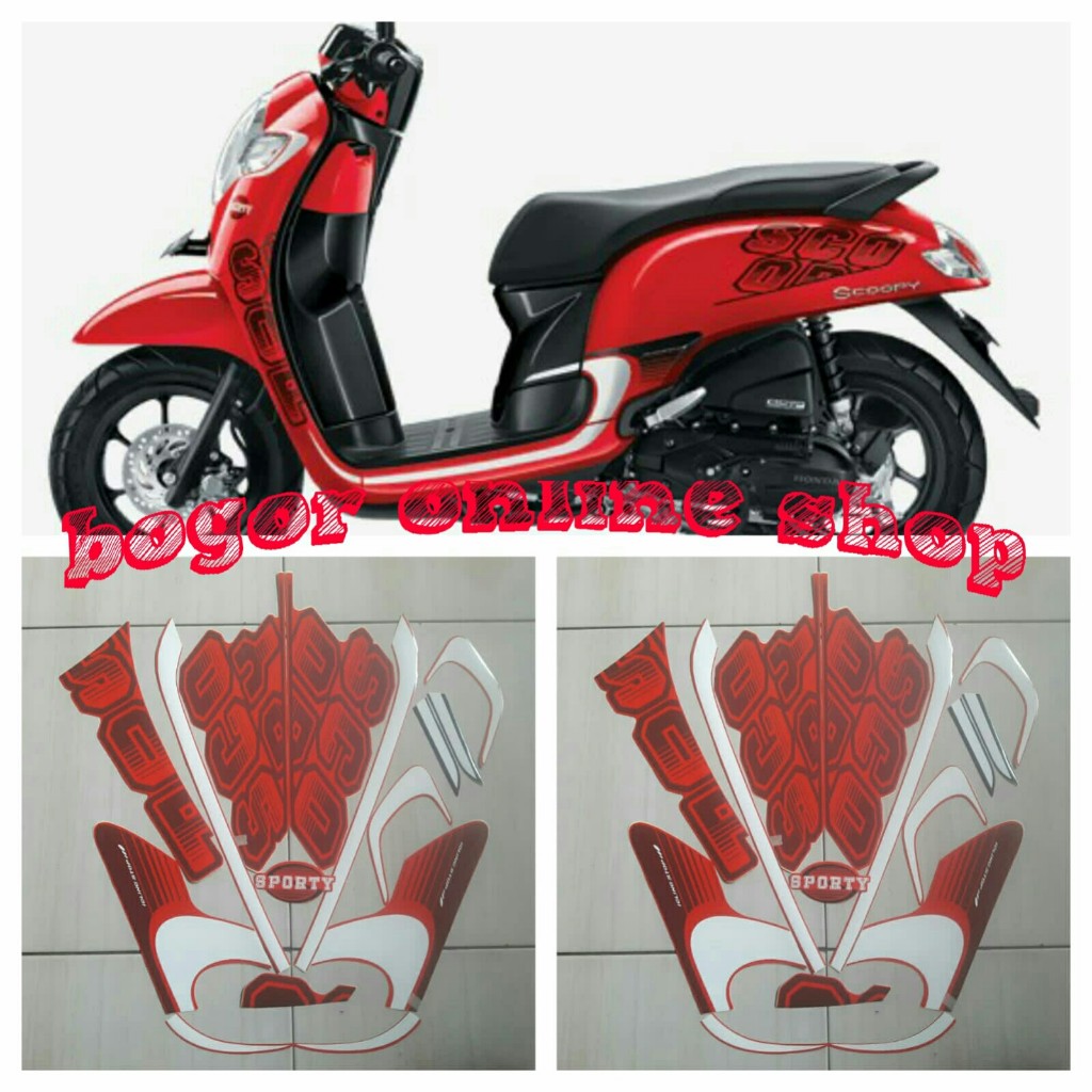 stiker body lis motor scoopy sporty 2017 merah