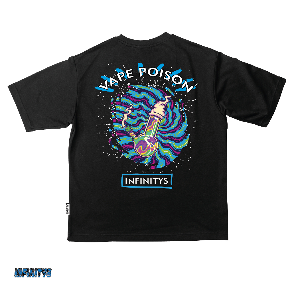 INFINITYS Kaos Vape Poison Oversize Heavy Cotton Combed 16s Black Soft