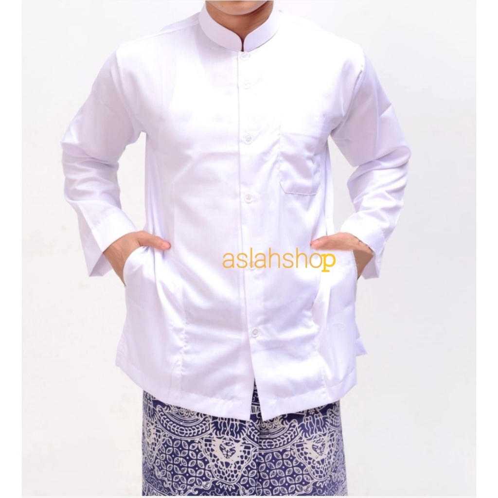 BAJU MUSLIM KOKO PUTIH UJE LENGAN PANJANG BAJU KOKO PUTIH POLOS PRIA DEWASA BAJU KOKO PREMIUM BAJU K