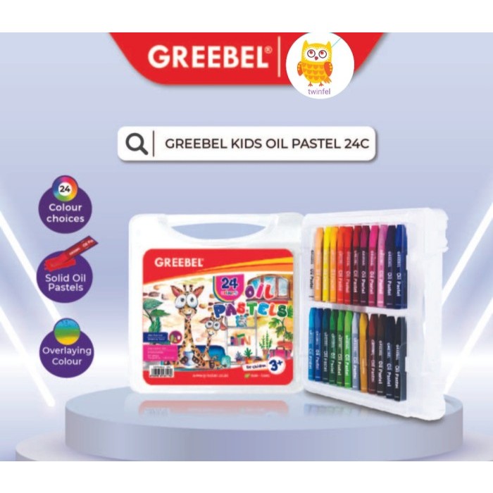 

GREEBEL Krayon KIDS OIL PASTEL/ tidak berdebu & cerah untuk Sekolah Anak & professional non toxic 24 warna