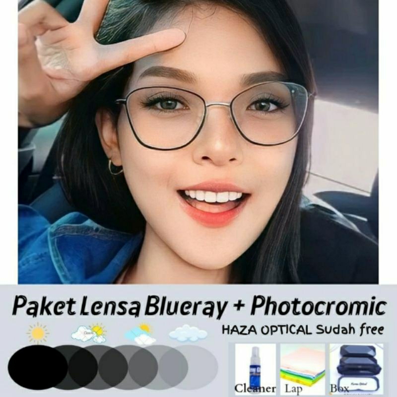 Kacamata Wanita Kacamata Minus Kacamata Kotak Kecil Lensa Photocromic 8292