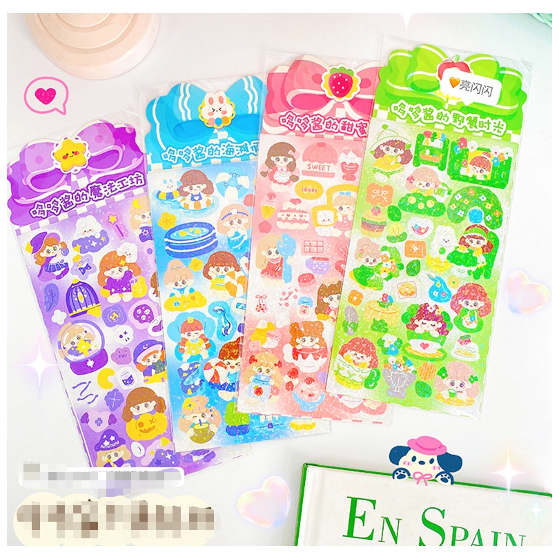 

Stiker Kartu Akun Ins Kartun Stiker Dekoratif Foto Laser Berkilau Kreatif Stiker Alat Tulis Akun Korea