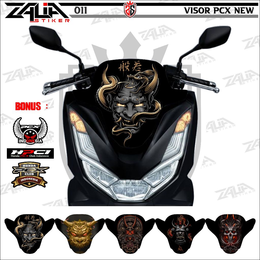 Stiker visor Winshield HONDA PCX 160 NEW SAMURAI  KEREN (011) / stiker  Winshield  gambar TATO /  st