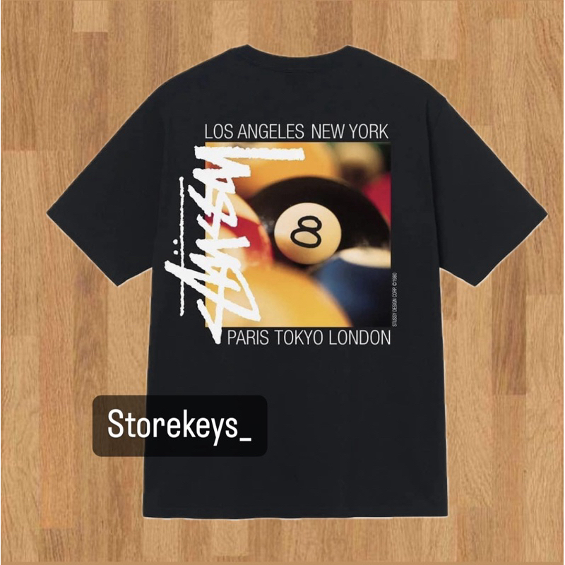 (FREE PAPPER BAG) KAOS STUSSY BALL 8 STUSSY 8 BILIARD