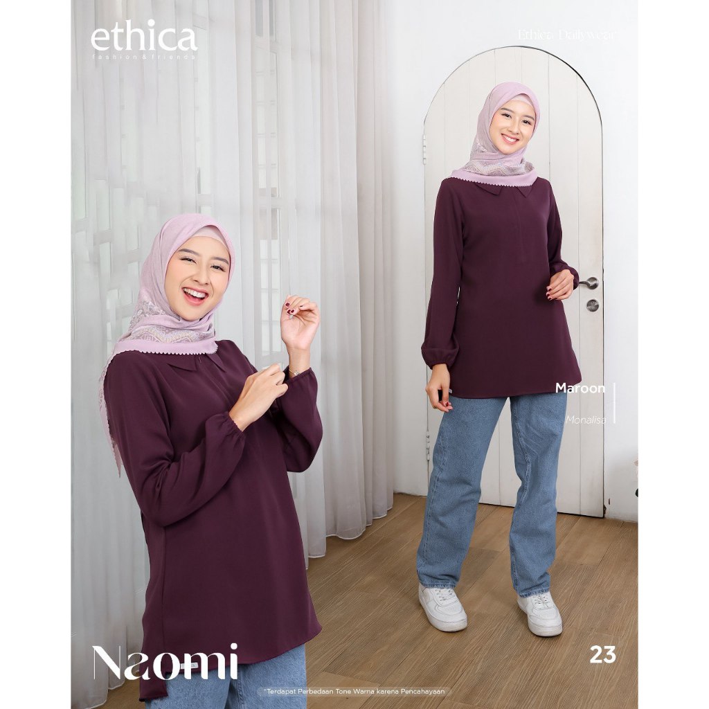 ATASAN TUNIK NAOMI 23 BY ETHICA BAHAN MONALISA MODEL POLOS SIMPLE ELEGAN