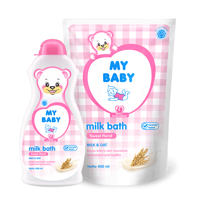 My Baby Milk Bath Sweet Floral Pink [Bottle 200ml] - Nourish Smooth [Refill 400mL] - Sabun Cair Bayi
