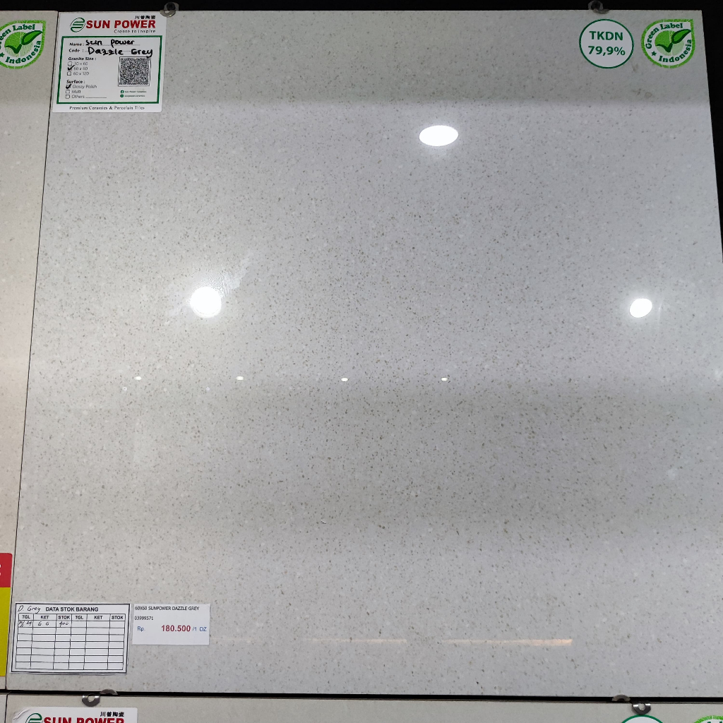 Granit Lantai Glazed Polish 60x60 Sun Power Dazzle Grey