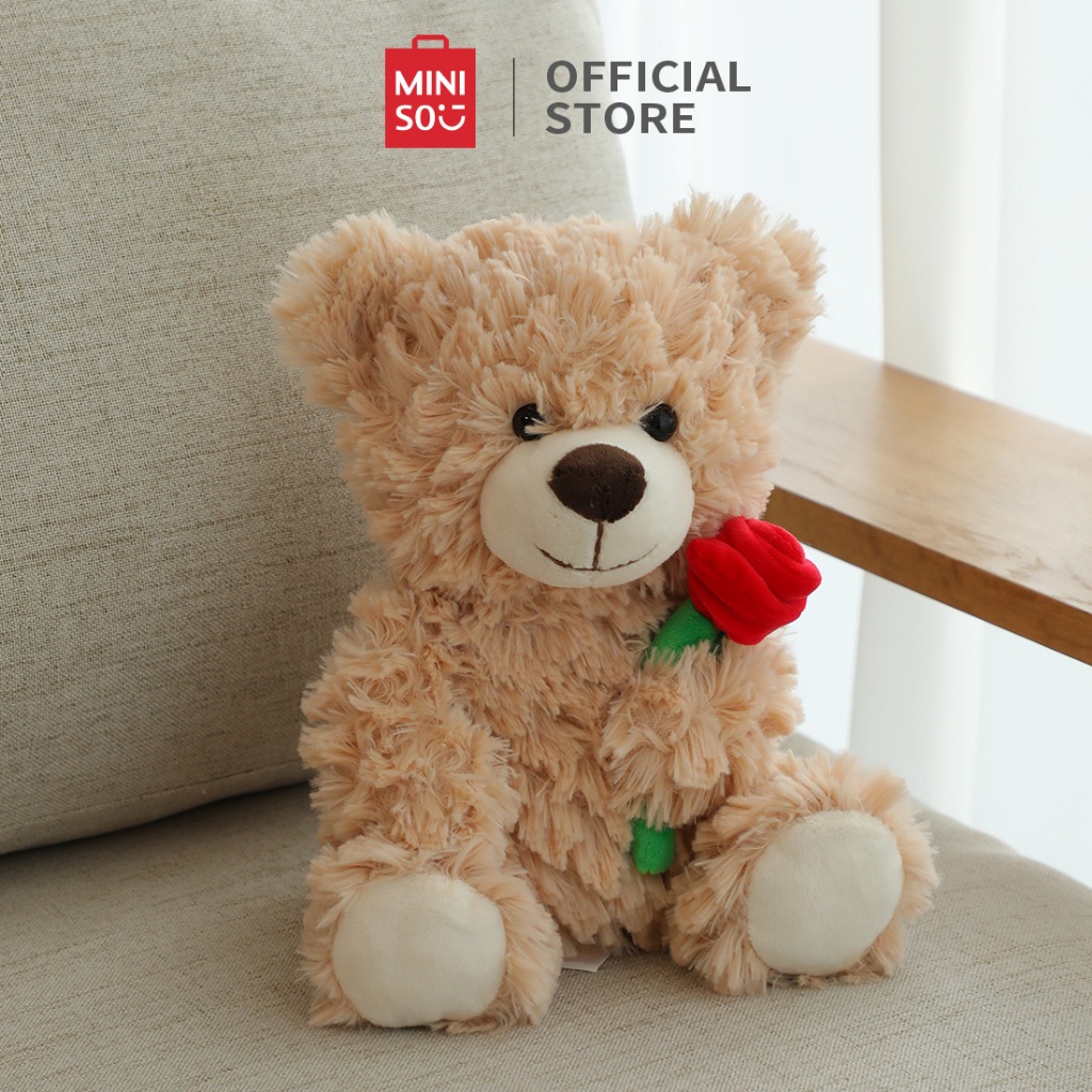 MINISO Boneka Kado Wisuda Little Bear Plush Toy Valentine's Day Gift Roses Love Confession Gift Frie