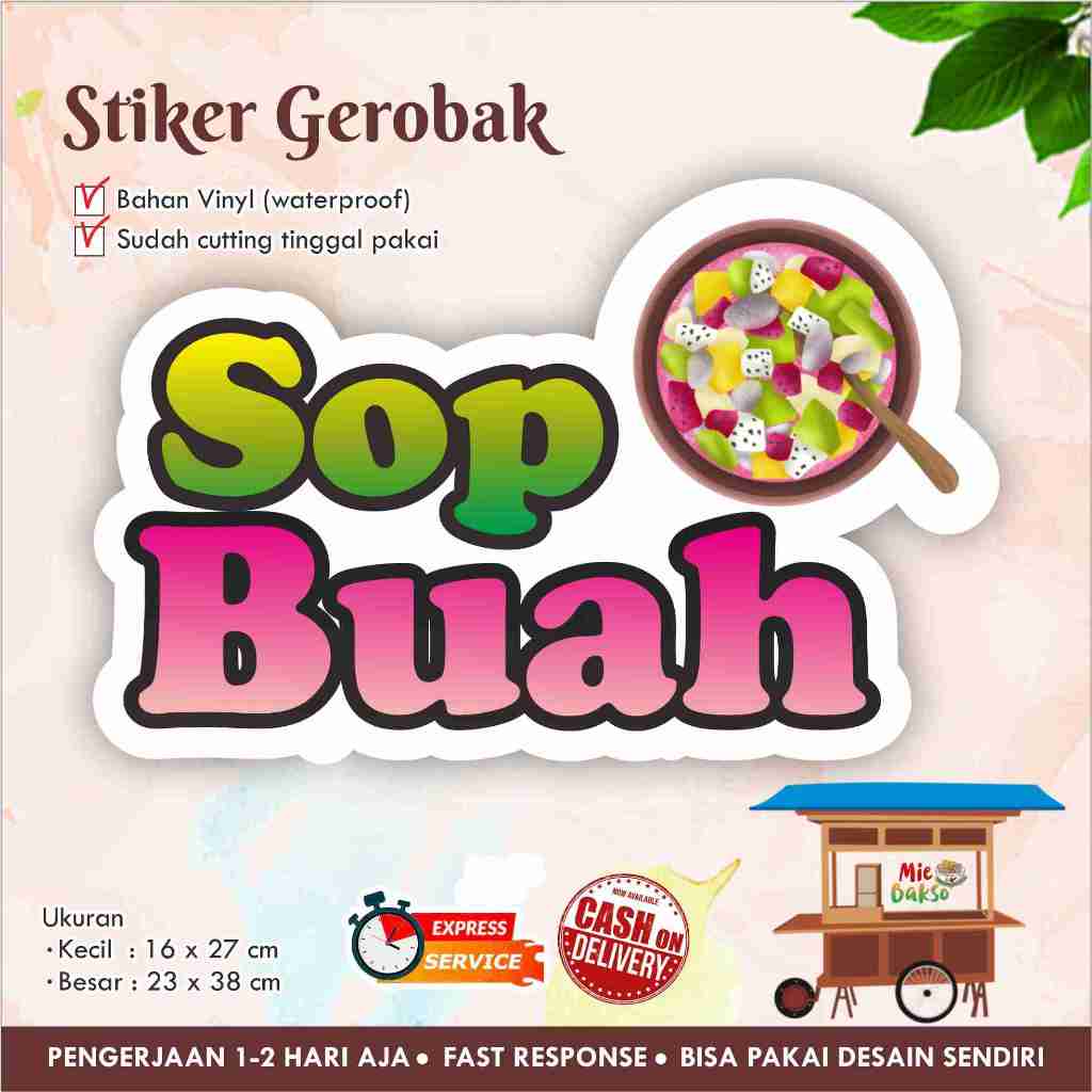 

STIKER KACA GEROBAK VINYL SOP BUAH / LABEL MAKANAN