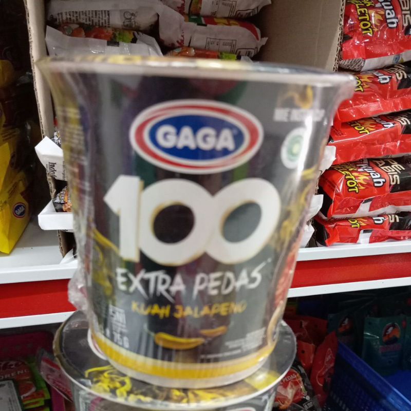

Gaga Cup 100 X-tra Pedas Kuah Jalapeno 75gr level 5