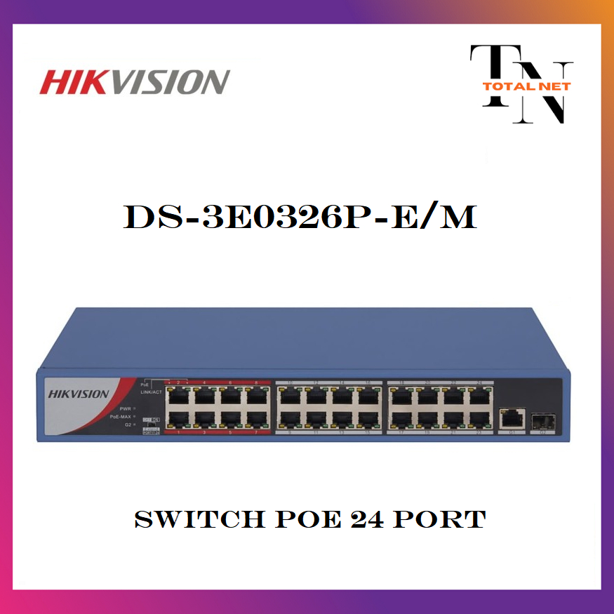 Hikvision DS-3E0326P-E/M POE Switch Hub 24 Port