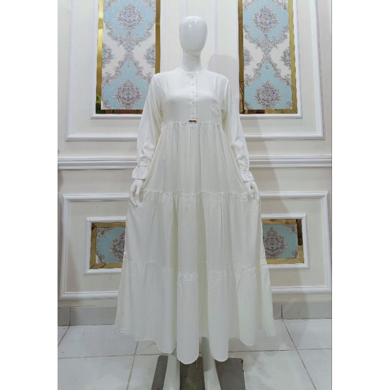 Gamis Putih Viscose Armani / Long Dress Rayon Uniqlo ( Brand Najwa )