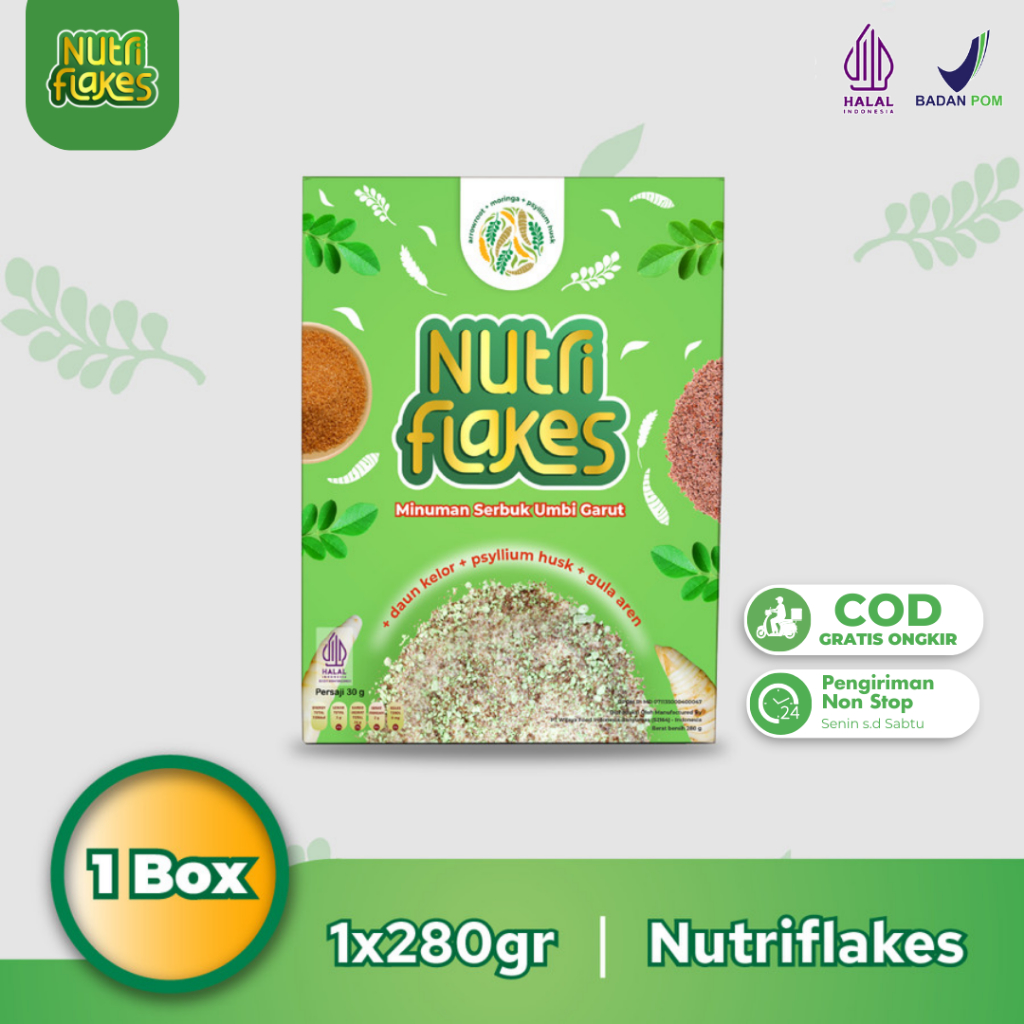 

Nutriflakes Original Sereal Umbi Garut Solusi Asam Lambung Paket 1 Box