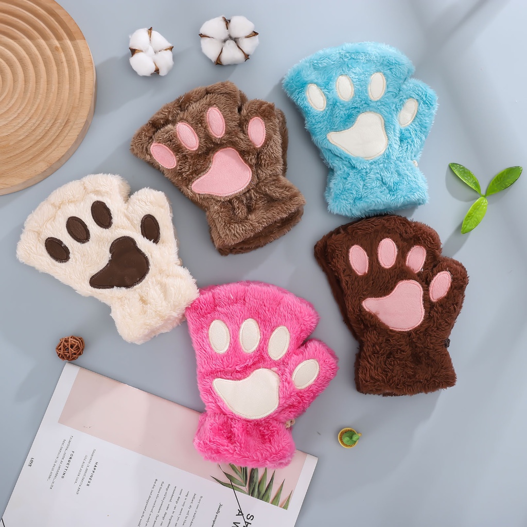 Sarung Tangan Kucing / Cat Paw / Sarung Tangan Neko Fingerless / Sarung Tangan Paw Kucing Imut lucu 